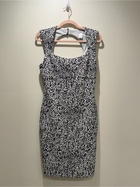 Cache Bodycon Black & White Abstract Print Dress Size 6